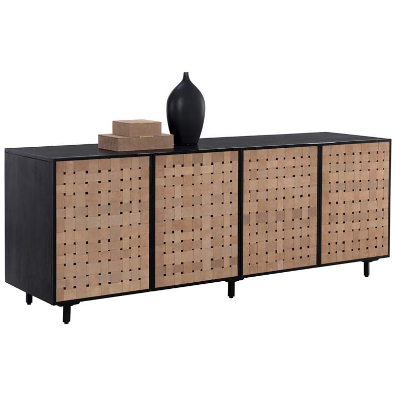 Image 1 Sunpan Omari Sideboard Large Suede Light Tan Leather