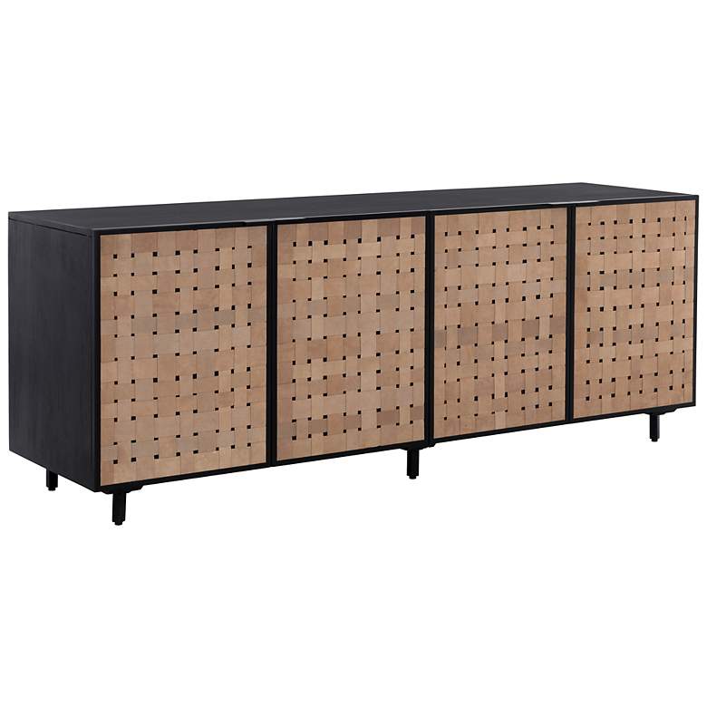Image 2 Sunpan Omari Sideboard Large Suede Light Tan Leather more views