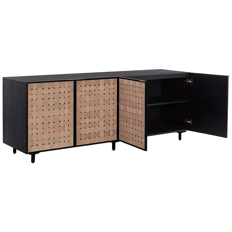 Image 3 Sunpan Omari Sideboard Large Suede Light Tan Leather more views