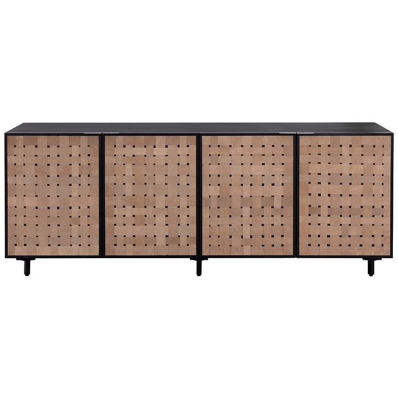 Image 4 Sunpan Omari Sideboard Large Suede Light Tan Leather more views