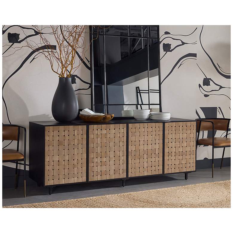 Image 5 Sunpan Omari Sideboard Large Suede Light Tan Leather more views