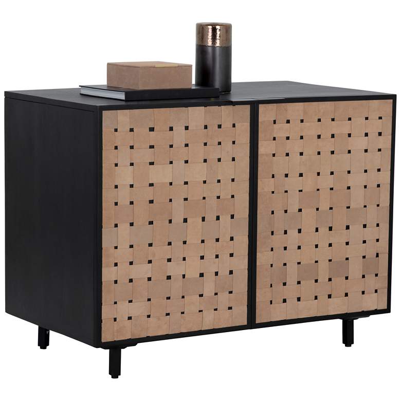 Image 1 Sunpan Omari Sideboard Small Suede Light Tan Leather