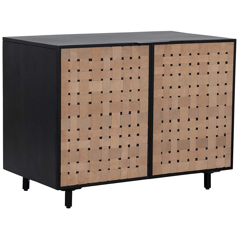 Image 2 Sunpan Omari Sideboard Small Suede Light Tan Leather more views