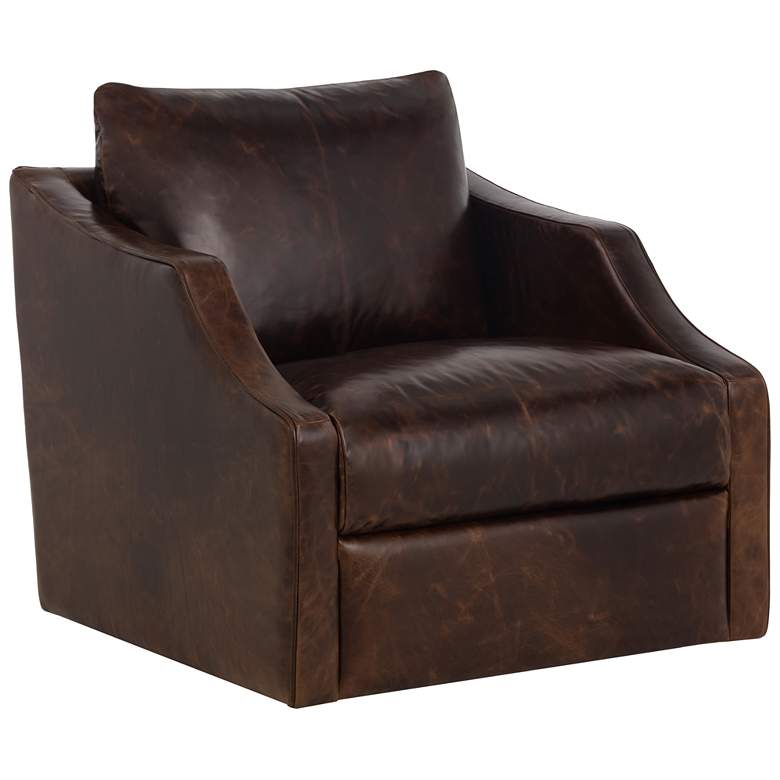 Image 1 Sunpan Orwell Swivel Lounge Chair Chocolate Leather