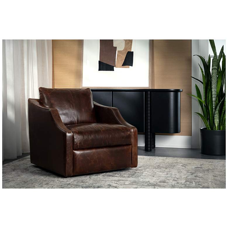 Image 6 Sunpan Orwell Swivel Lounge Chair Chocolate Leather more views