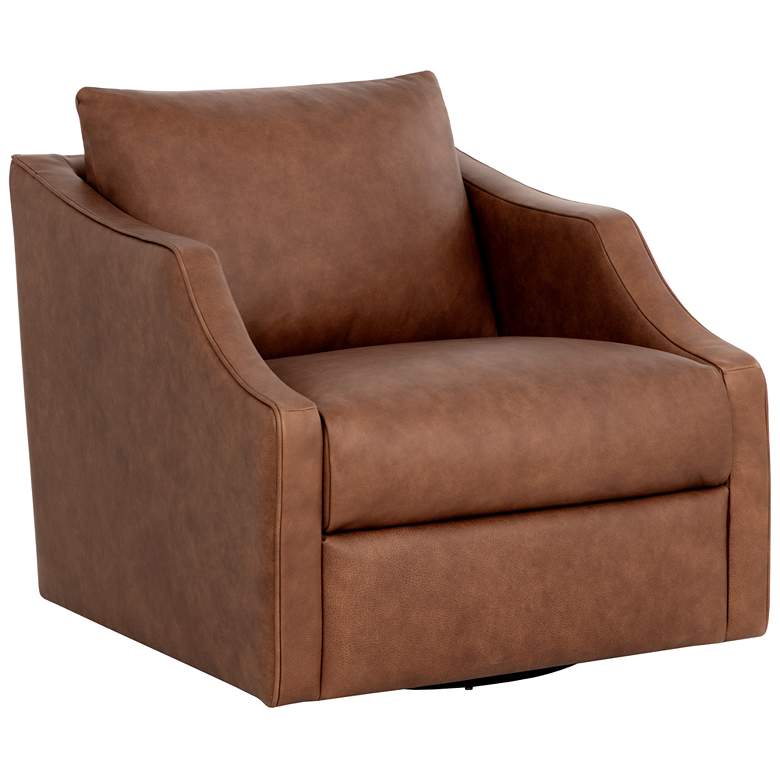 Image 1 Sunpan Orwell Swivel Lounge Chair Cognac Leather