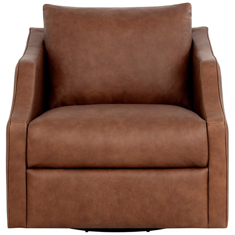 Image 2 Sunpan Orwell Swivel Lounge Chair Cognac Leather more views