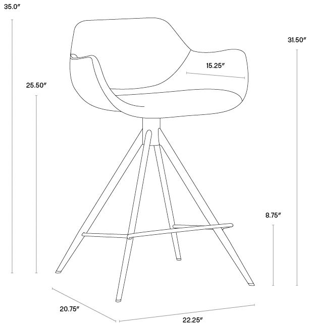 Sunpan Owen Swivel Counter Stool Town Gray