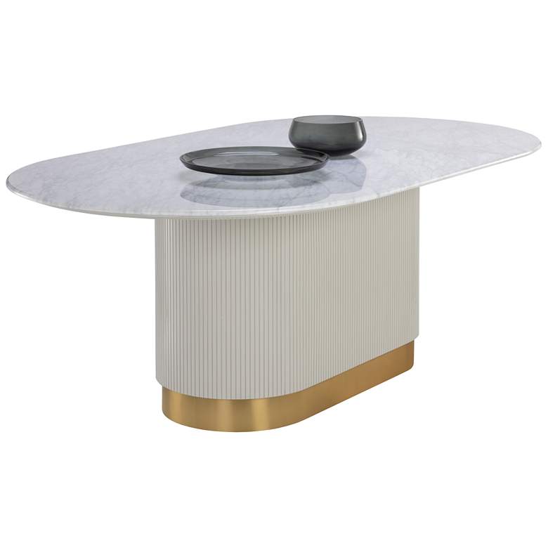 Image 1 Sunpan Paloma Dining Table Oval White Marble 84"