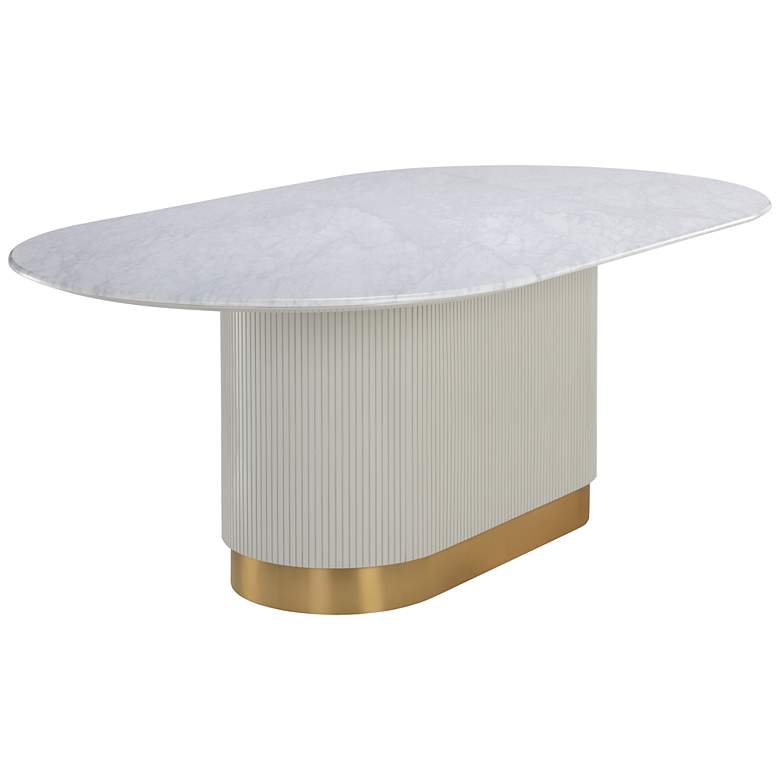 Image 2 Sunpan Paloma Dining Table Oval White Marble 84" more views