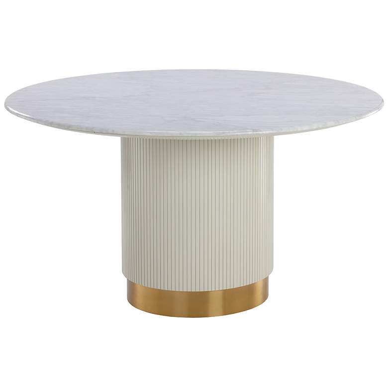 Image 2 Sunpan Paloma Dining Table Round White Marble 54" more views