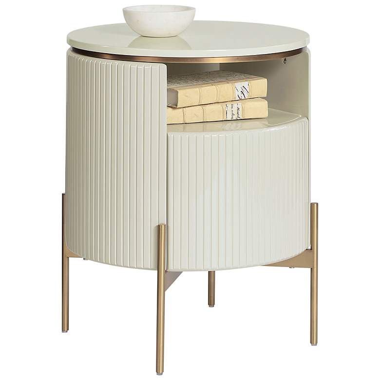 Image 2 Sunpan Paloma End Table High Gloss Cream more views