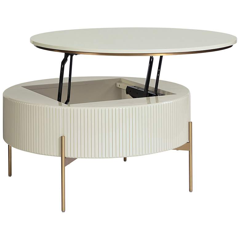 Image 3 Sunpan Paloma Lift Top Coffee Table High Gloss Cream more views