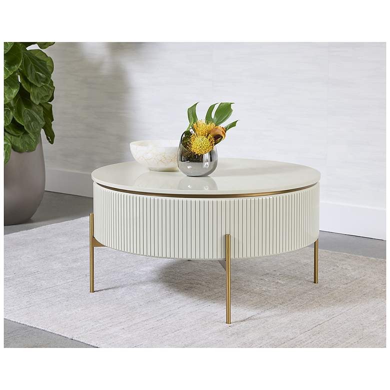 Image 6 Sunpan Paloma Lift Top Coffee Table High Gloss Cream more views