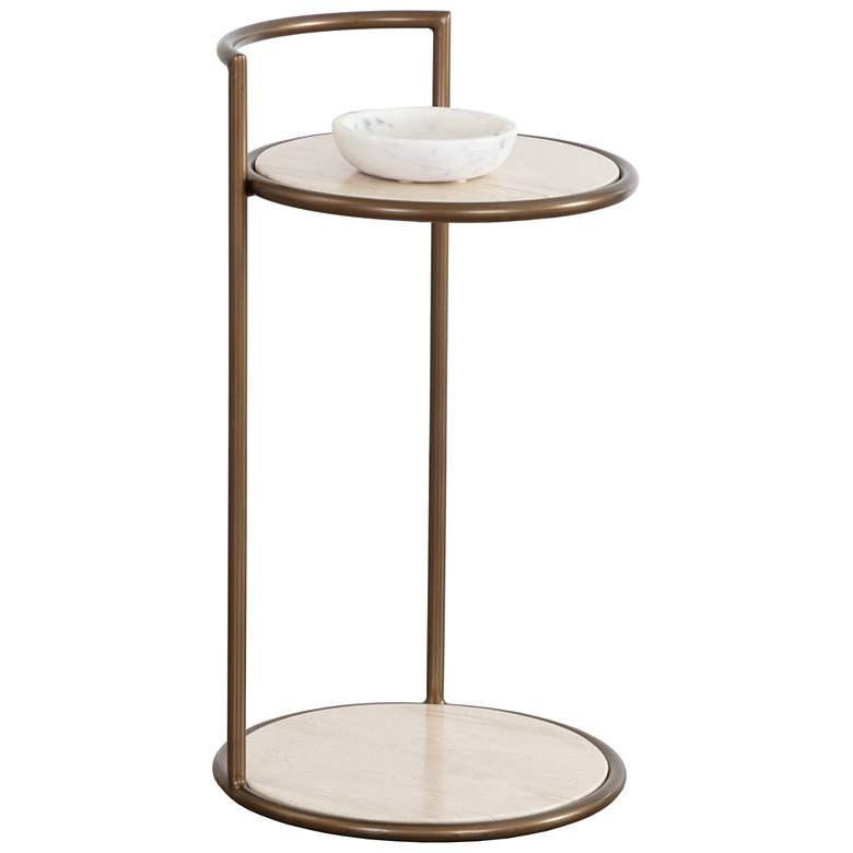Image 1 Sunpan Parga End Table Rustic Bronze Travertine Look