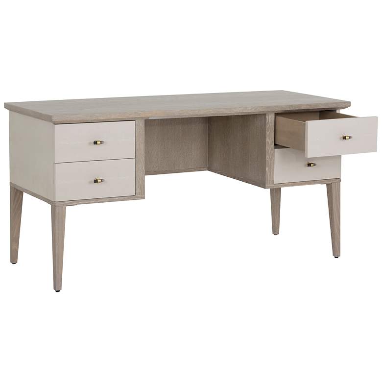Image 3 Sunpan Pattinson Desk White Ceruse Oyster Shagreen more views