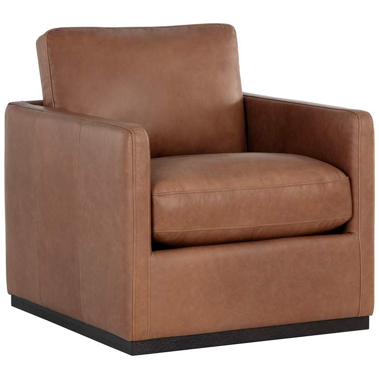 Image 2 Sunpan Portman Swivel Lounge Chair Marseille Camel Leather