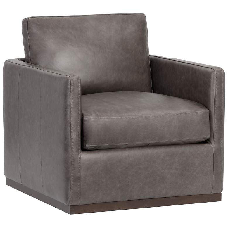 Image 2 Sunpan Portman Swivel Lounge Chair Marseille Concrete Leather