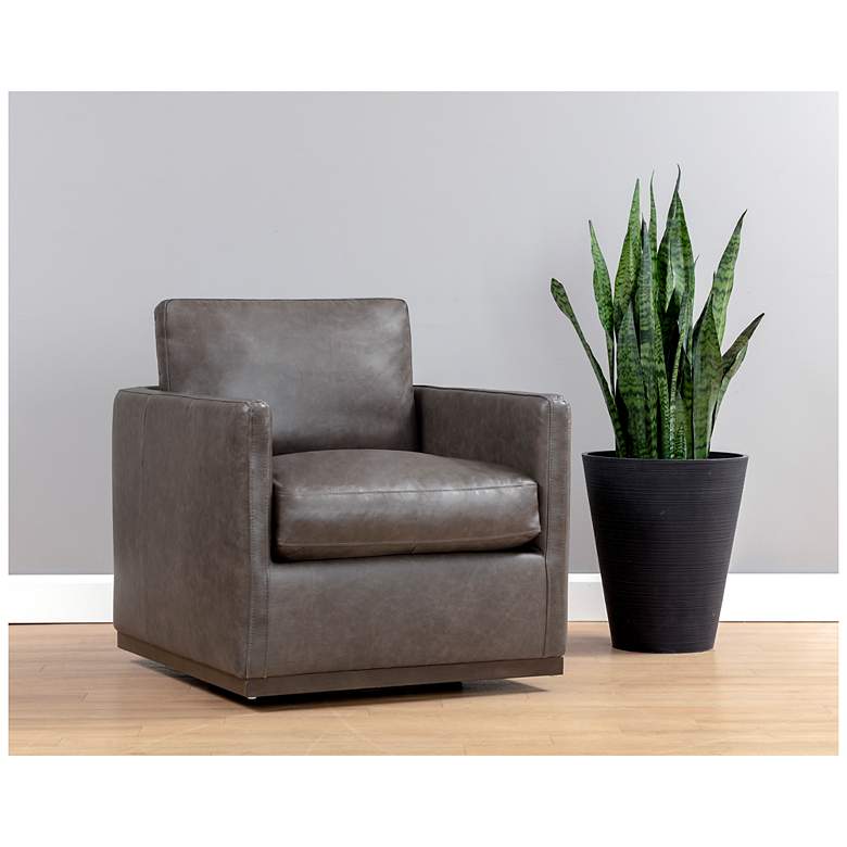 Image 1 Sunpan Portman Swivel Lounge Chair Marseille Concrete Leather