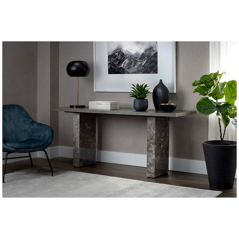Image 4 Sunpan Rebel Console Table Gray Marble and Charcoal Gray more views