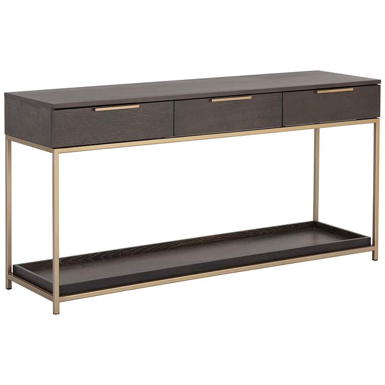 Image 2 Sunpan Rebel Console Table With Drawers Gold Charcoal Gray more views