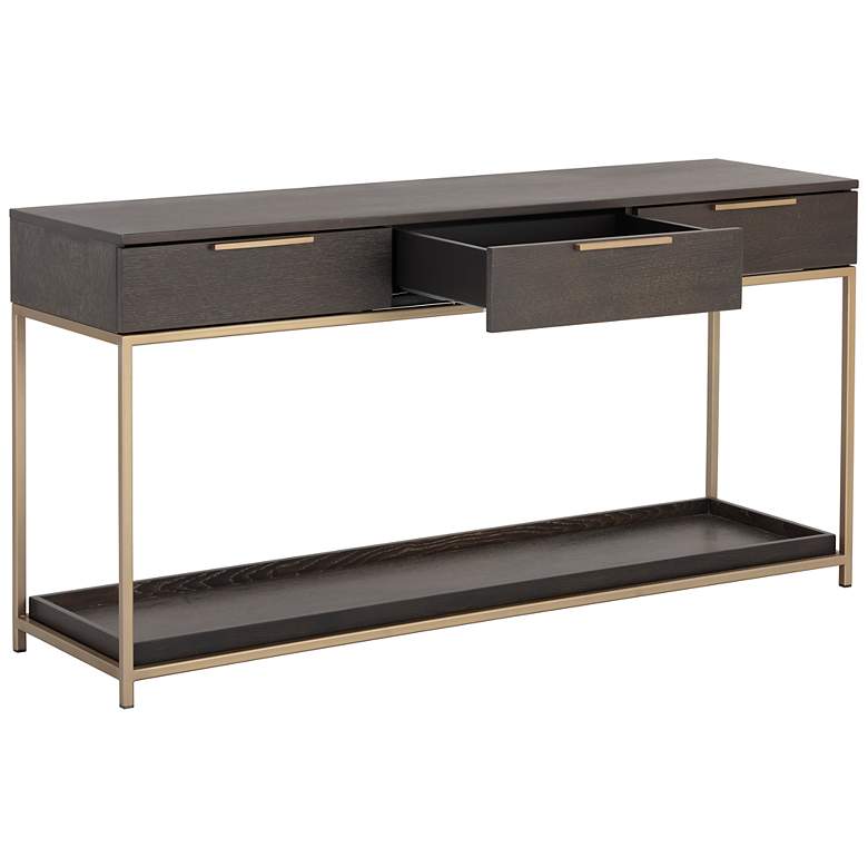 Image 3 Sunpan Rebel Console Table With Drawers Gold Charcoal Gray more views