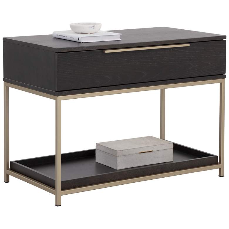 Image 1 Sunpan Rebel Nightstand Large Gold Charcoal Gray
