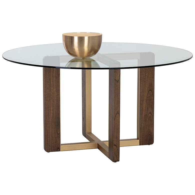 Image 2 Sunpan Rejane Dining Table Base Gold Raw Umber more views
