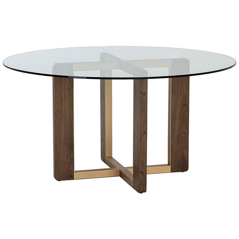 Image 3 Sunpan Rejane Dining Table Base Gold Raw Umber more views