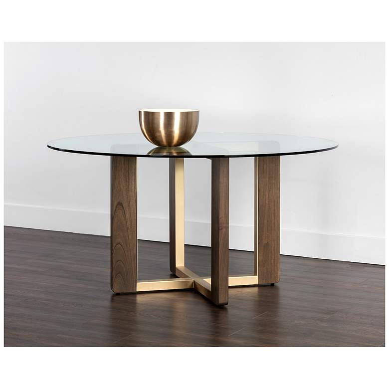 Image 4 Sunpan Rejane Dining Table Base Gold Raw Umber more views