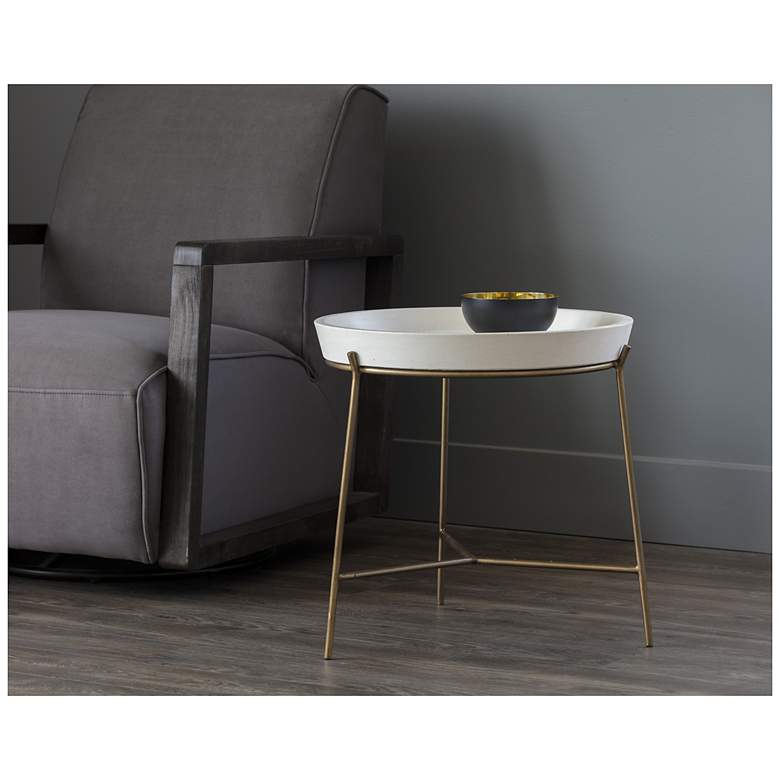 Image 3 Sunpan Remy End Table Antique Brass White more views