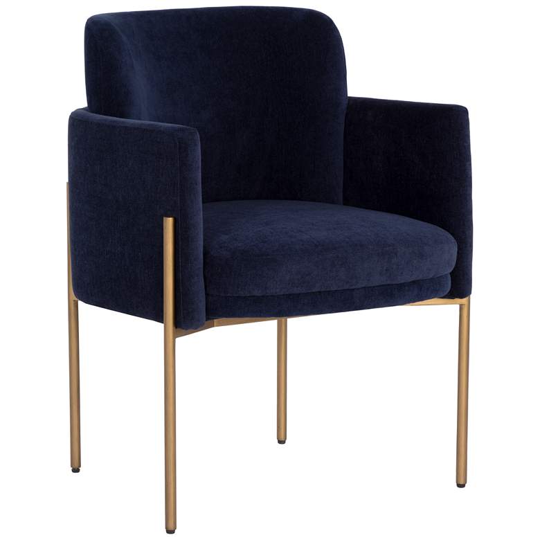 Image 1 Sunpan Richie Dining Armchair Antique Brass Danny Navy