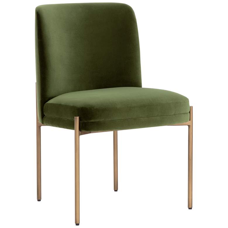 Image 1 Sunpan Richie Dining Chair Antique Brass Forest Green