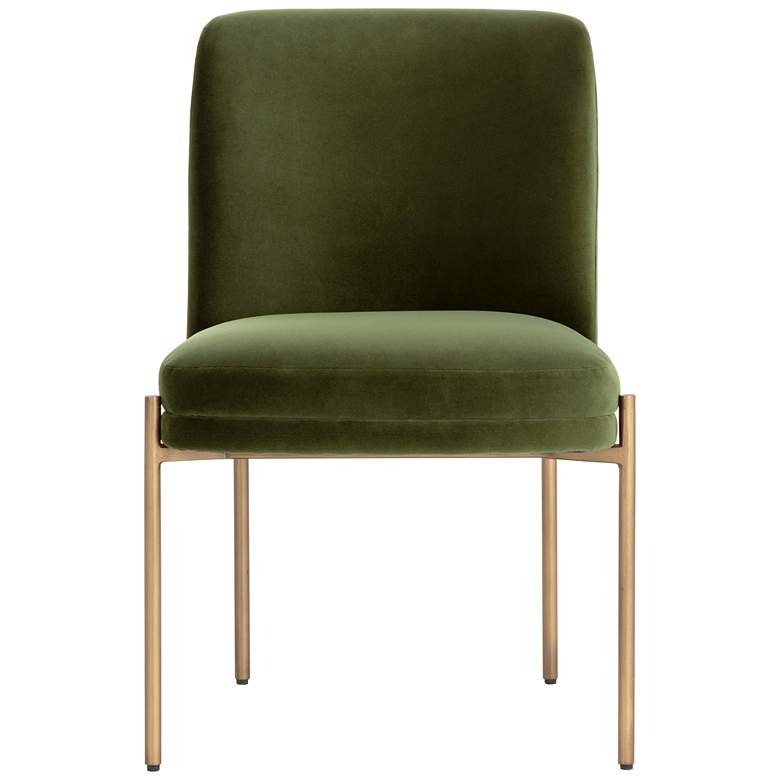Image 2 Sunpan Richie Dining Chair Antique Brass Forest Green more views