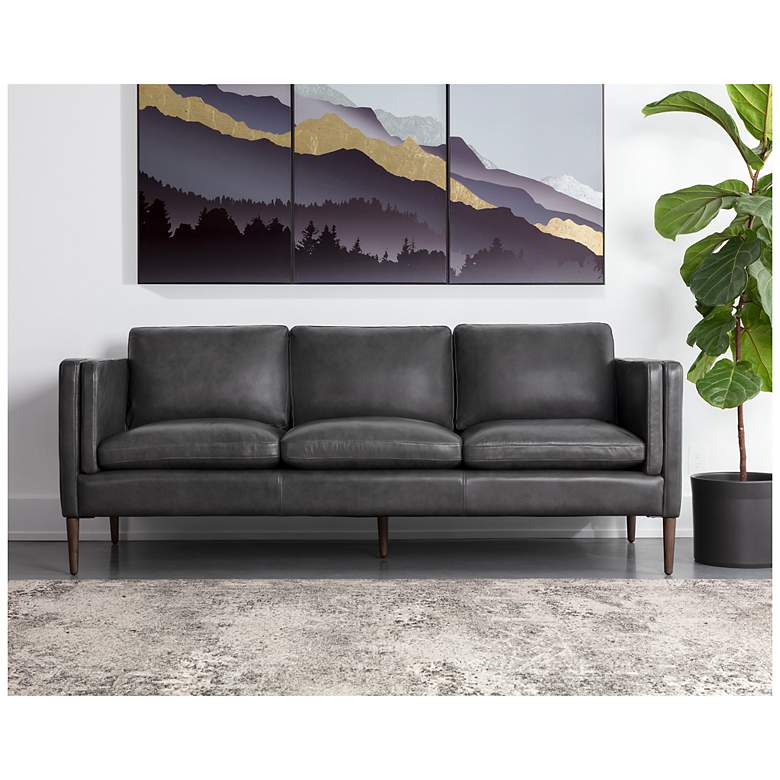 Image 4 Sunpan Richmond Sofa Brentwood Charcoal Leather more views
