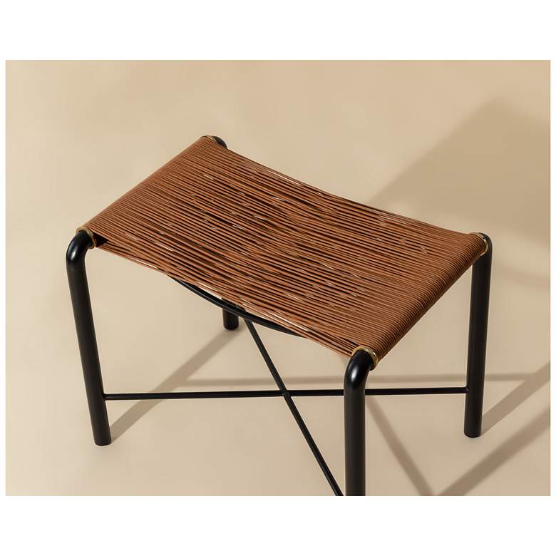 Image 6 Sunpan Riz Stool Tan Leather more views