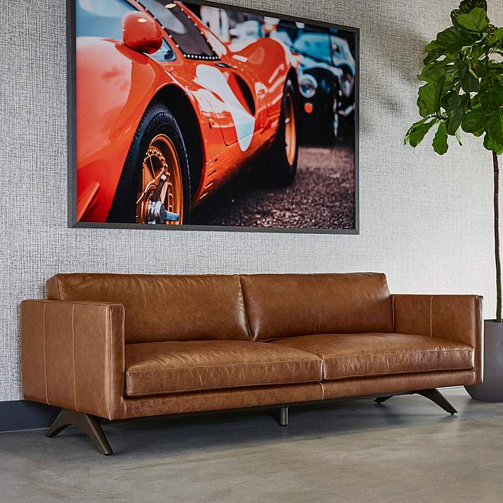 tobacco leather sofa Old West for Western Homes Western Passion tone effect and exceptionally soft feel Button tufting on the sides and back English Abbotsford Leather 3-Seater Sofa -
