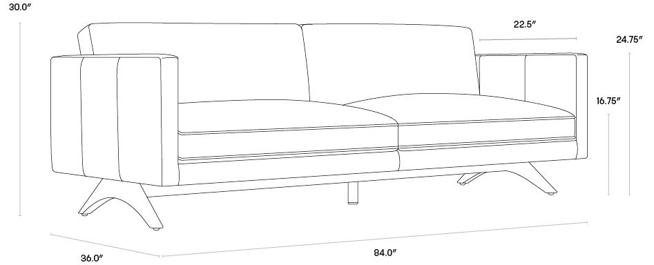 Sunpan Rogers Sofa Shalimar Tobacco Leather