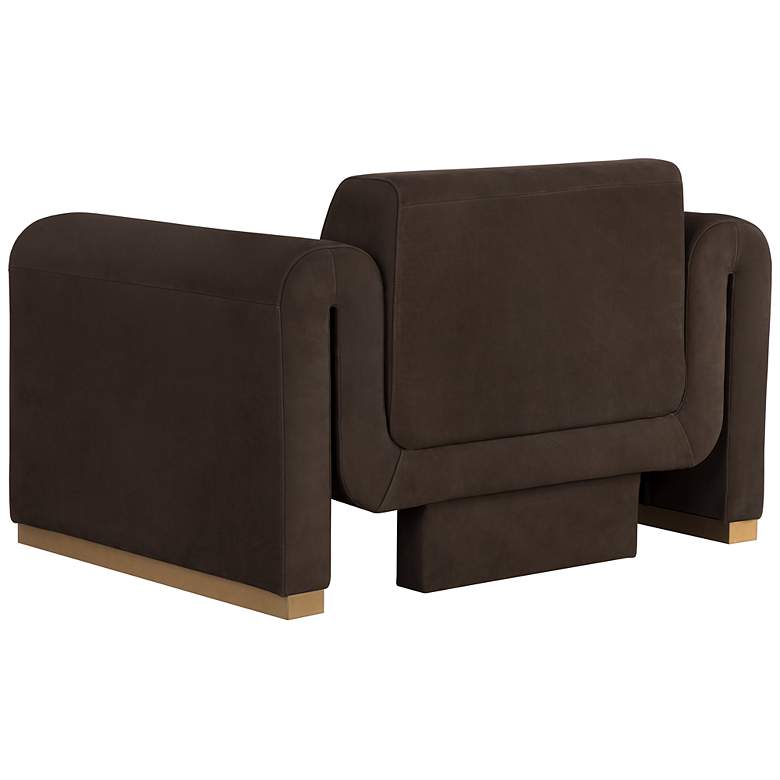 Image 4 Sunpan Romer Armchair Brushed Gold Nubuck Cocoa Leather more views