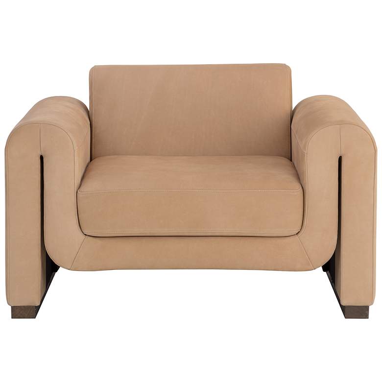 Image 2 Sunpan Romer Armchair Distressed Brown Nubuck Tan Leather more views
