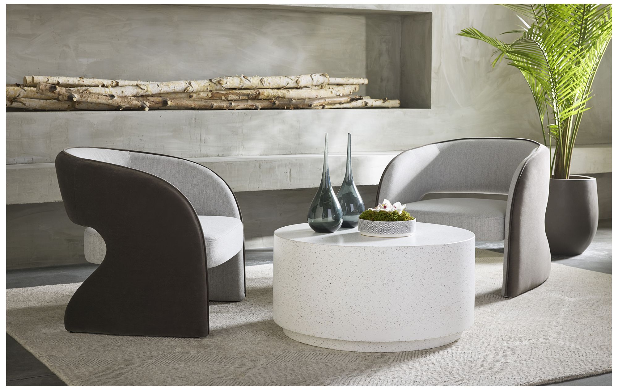 Sunpan Rosalia Lounge Chair Mina Light Gray and Meg Ash