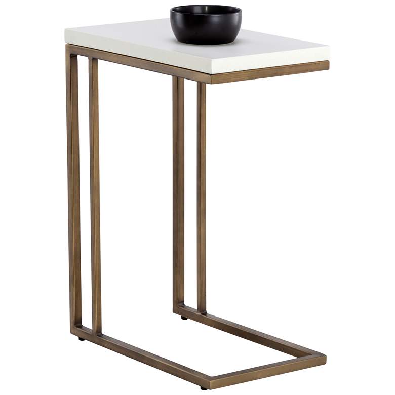 Image 1 Sunpan Sawyer End Table Antique Brass White