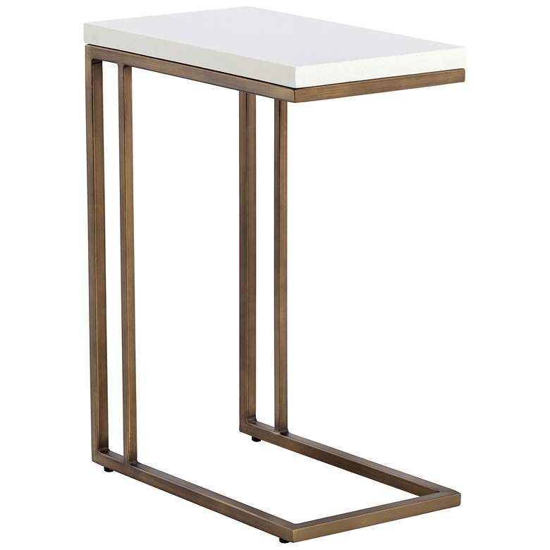 Image 2 Sunpan Sawyer End Table Antique Brass White more views