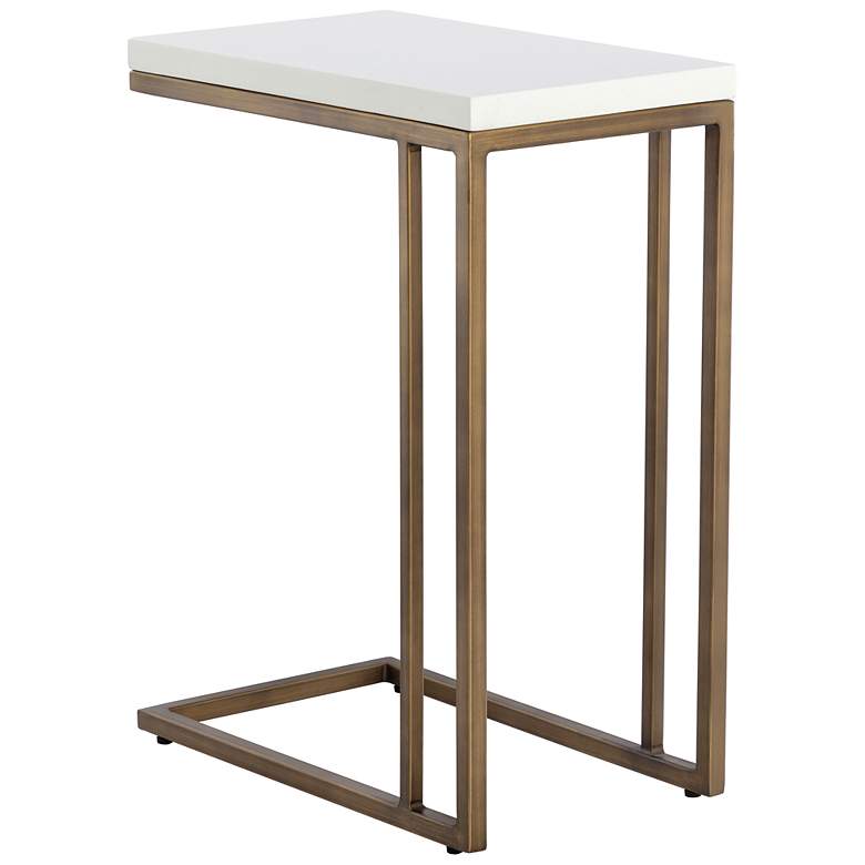 Image 3 Sunpan Sawyer End Table Antique Brass White more views
