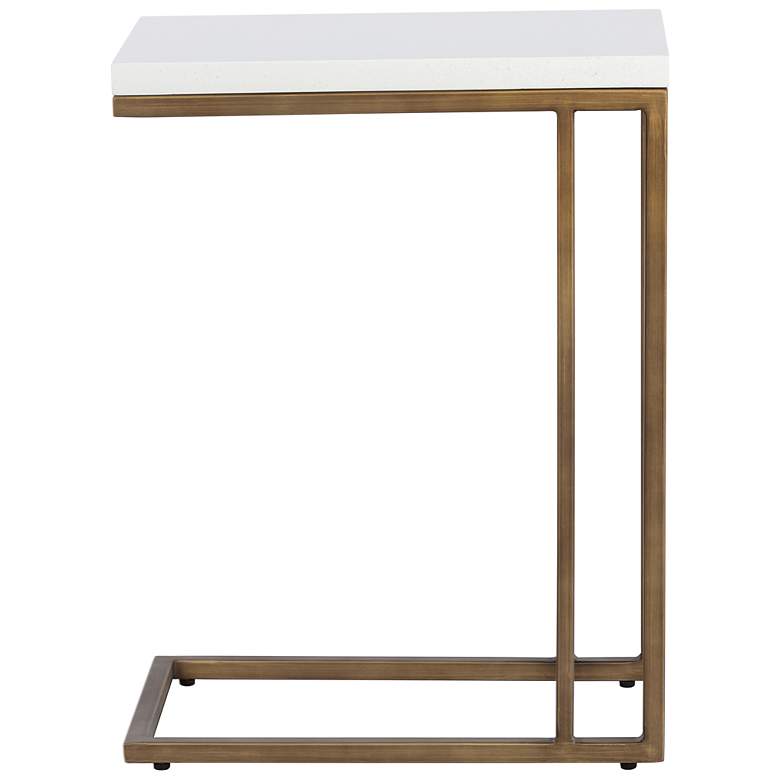 Image 4 Sunpan Sawyer End Table Antique Brass White more views