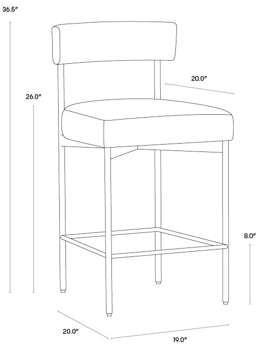 Sunpan Seneca 20" Wide Black Polo Club Stone Counter Height Stool