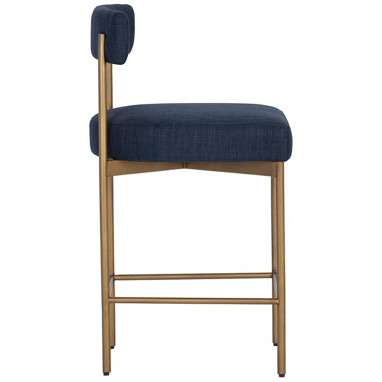 Image 2 Sunpan Seneca Counter Stool Antique Brass Arena Navy more views