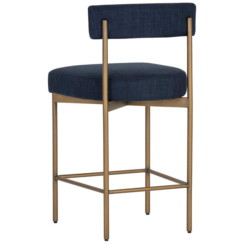 Image 3 Sunpan Seneca Counter Stool Antique Brass Arena Navy more views