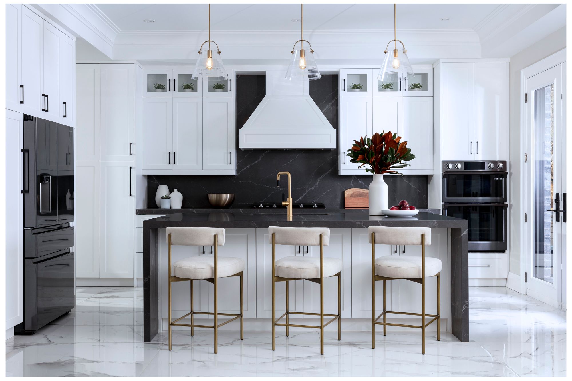 Sunpan Seneca Counter Stool Antique Brass Danny Ivory