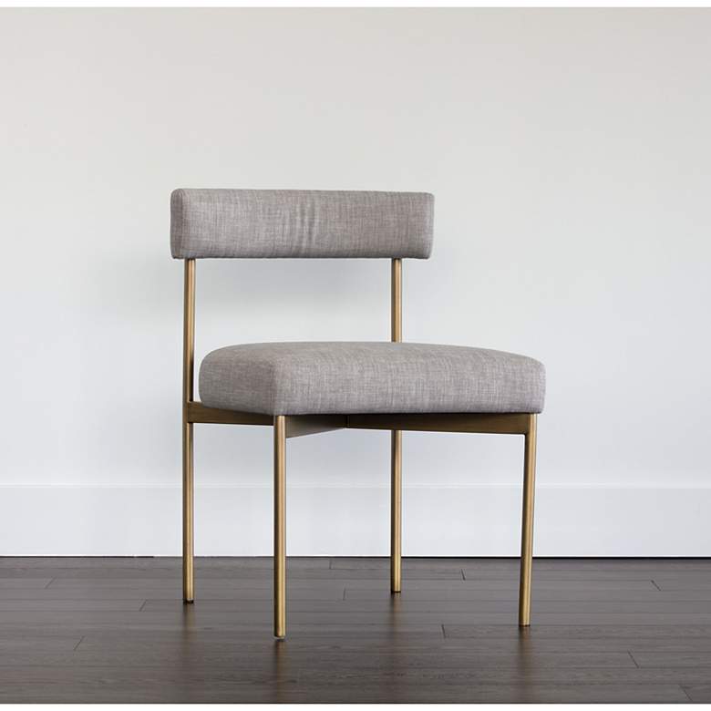 Image 1 Sunpan Seneca Dining Chair Antique Brass Arena Cement Set of 2
